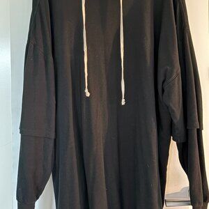 Rick Owens DRKSHDW Long Hoodie Black